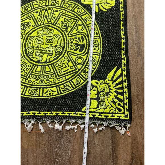 Vintage Mexican Mayan Calendar Aztec Reversible Blanket Serape Tijuana Poncho - Picture 11 of 11